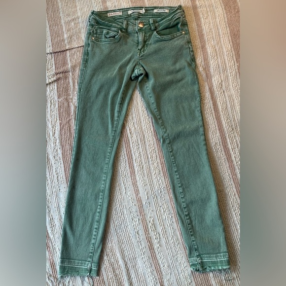 Wild Blue Forrest Green Straight Crop Jeans (0) - Picture 1 of 11